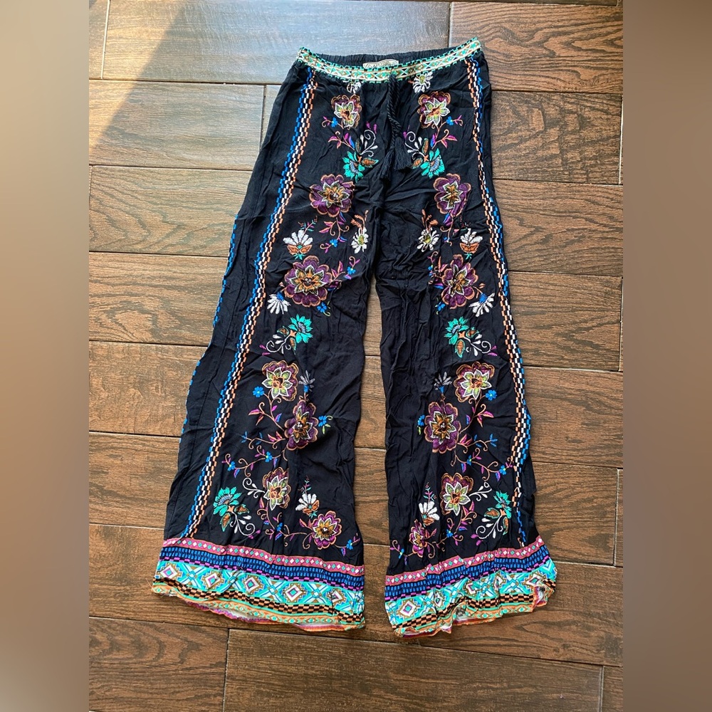 Flying Tomato Black Floral Pants